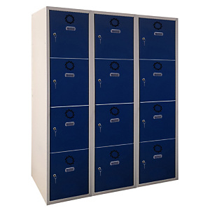 MEGABLOK Bloque de 3 taquillas metálicas de 2 puertas y 40 cm ancho, puerta azul. Montado MEGABLOK Bloque de 3 taquillas metálicas de 2 puertas y 40 cm ancho, puerta azul. Montado