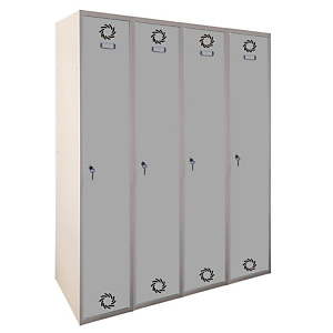 MEGABLOK Bloque de 4 taquillas metálicas de 1 puerta y 30 cm ancho, puerta gris. Desmontado MEGABLOK Bloque de 4 taquillas metálicas de 1 puerta y 30 cm ancho, puerta gris. Desmontado
