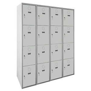 MEGABLOK Bloque de 4 taquillas metálicas de 4 puertas y 30 cm ancho, puerta gris. Montado MEGABLOK Bloque de 4 taquillas metálicas de 4 puertas y 30 cm ancho, puerta gris. Montado