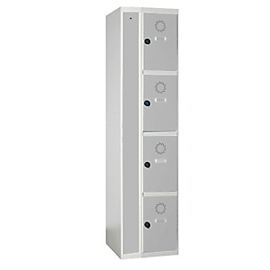 MEGABLOK Taquilla metálica de carga, individual, monobloc, 4 puertas y 30 cm ancho, gris. MEGABLOK Taquilla metálica de carga, individual, monobloc, 4 puertas y 30 cm ancho, gris.