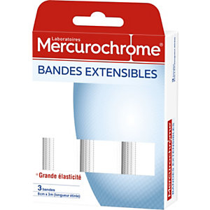 Mercurochrome Bande  Extensible - 3 m x 8 cm  - Boite de 3 bandes
