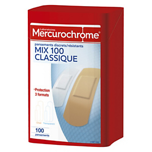 Mercurochrome Pansements 1er secours multiusage 3 formats - boîte de 100 Mercurochrome Pansements 1er secours multiusage 3 formats - boîte de 100