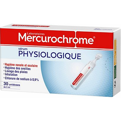 Mercurochrome Sérum physiologique  Unidoses - Boite de 30 doses de 5 ml