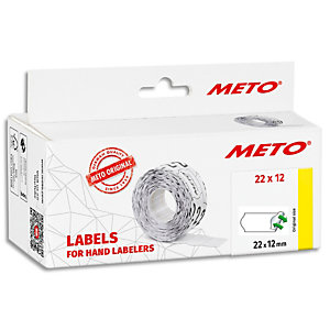 METO Boîte de 6 rouleaux étiquettes Meto 22x12mm blanches sinusoïdales adhésif amovible