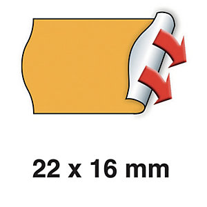 METO Boîte de 6 rouleaux étiquettes Meto 22x16mm fluo orange sinusoïdales adhésif permanent