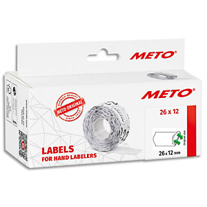 METO Boîte de 6 rouleaux étiquettes Meto 26x12mm blanches sinusoïdales adhésif amovible
