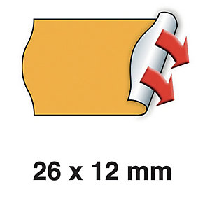 METO Boîte de 6 rouleaux étiquettes Meto 26x12mm fluo orange sinusoïdales adhésif permanent