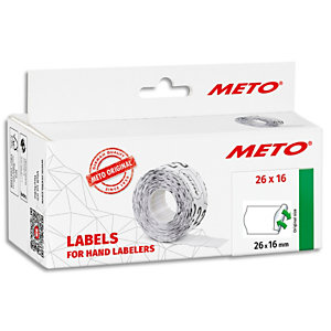 METO Boîte de 6 rouleaux étiquettes Meto 26x16mm blanches sinusoïdales adhésif amovible