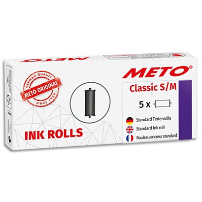 METO Pack de 5 rouleaux encreurs pour Meto Classic S & M 1 ligne et 2 lignes