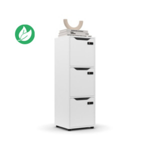 Meuble 3 cases porte à serrure à codes Flex'Office - H.121 x L.41 x P.40 - Blanc Meuble 3 cases porte à serrure à codes Flex'Office - H.121 x L.41 x P.40 - Blanc