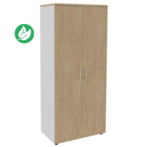 Meuble haut Axiome - L.80 x H.180 cm - 2 portes hautes - Corps Blanc - Portes Chêne Meuble haut Axiome - L.80 x H.180 cm - 2 portes hautes - Corps Blanc - Portes Chêne