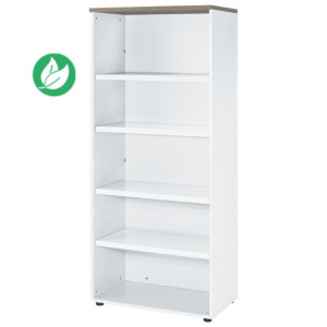 Meuble haut Axiome - L.80 x H.180 cm - Sans porte - Corps Blanc - Top Chêne grisé