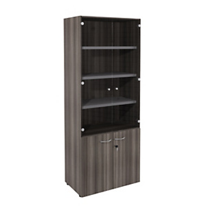 Meuble haut NF Environnement vitrine - H.202 x L. 80 x P. 48 cm - Cèdre - Portes basses Cèdre - Port