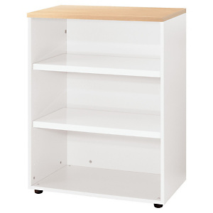 Meuble mi-hauteur Actual sans portes - H.102 x L.80 x P.47 cm - Corps Blanc - Top Hêtre Meuble mi-hauteur Actual sans portes - H.102 x L.80 x P.47 cm - Corps Blanc - Top Hêtre