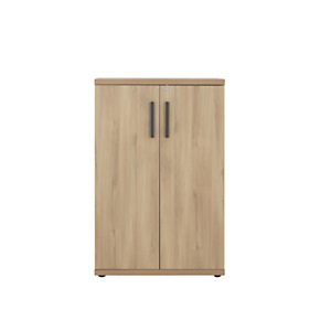 Meuble de rangement mi-haut Osiris - L.80 x P.45 x H.123 cm - 2 portes - Chêne Bocage
