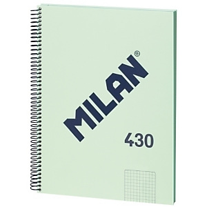 MILAN 430 Serie 1918 Cuaderno, espiral, A4, 80 hojas, tapa de cartón rígido, cuadriculado 5 x 5 mm, microperforado, verde MILAN 430 Serie 1918 Cuaderno, espiral, A4, 80 hojas, tapa de cartón rígido, cuadriculado 5 x 5 mm, microperforado, verde