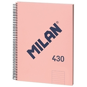 MILAN 430 Serie 1918 Cuaderno, espiral, A4, 80 hojas, tapa de cartón rígido, rayado horizontal, microperforado, rosa MILAN 430 Serie 1918 Cuaderno, espiral, A4, 80 hojas, tapa de cartón rígido, rayado horizontal, microperforado, rosa
