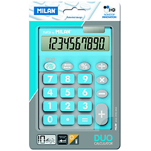 Milan Blíster calculadora Duo azul 10 dígitos teclas grandes