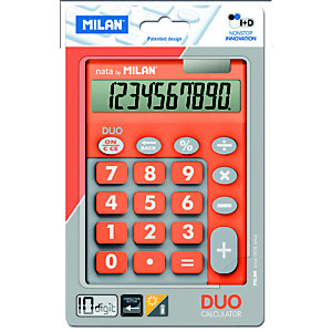 Milan Blíster calculadora Duo naranja 10 dígitos teclas grandes