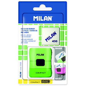 MILAN Eraser & Brush Compact 430 Goma de borrar con cepillo y con recambio de goma