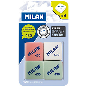 MILAN Goma de borrar 430, Blíster de 4 MILAN Goma de borrar 430, Blíster de 4