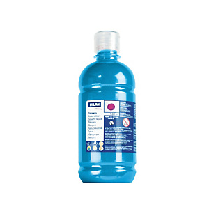 MILAN Témpera escolar botella de 500 ml. azul cyan