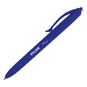 MILAN P1 Touch, Bolígrafo retráctil de punta bola, tinta de aceite, punta de 1 mm, cuerpo gomoso azul, tinta azul