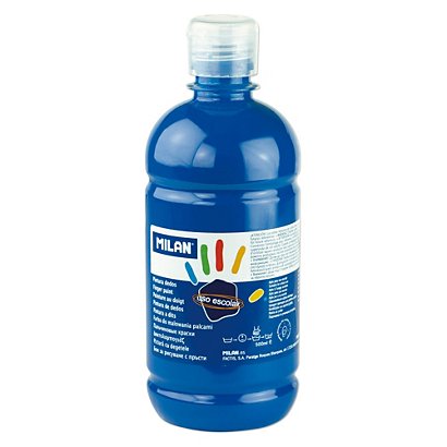 MILAN Pintura de dedos escolar botella de 500 ml. azul - 1