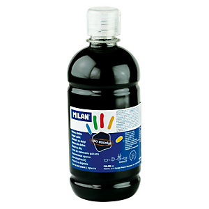 MILAN Pintura de dedos escolar botella de 500 ml. negra MILAN Pintura de dedos escolar botella de 500 ml. negra