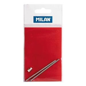 MILAN Recambios para Bolígrafo retráctil con 4 funciones, tinta azul, roja y una goma de borrar