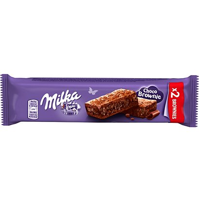 Milka Choco Brownie - Gâteau moelleux au chocolat au lait avec des pépites - Lot de 24 pochons de 2 gâteaux