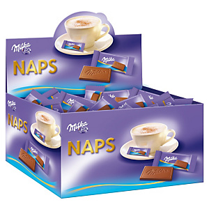 Milka Napolitains Naps, mini-tablette de chocolat - Boîte de 355 Milka Napolitains Naps, mini-tablette de chocolat - Boîte de 355
