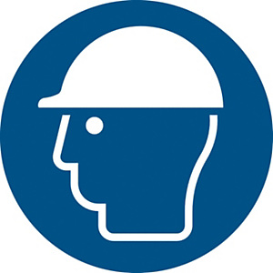 Lámina autoadhesiva de señal de obligación "Uso obligatorio de casco" 200 (Ø) mm azul Lámina autoadhesiva de señal de obligación "Uso obligatorio de casco" 200 (Ø) mm azul