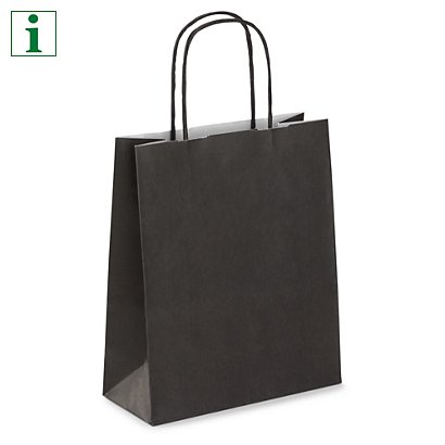 Mini kraft paper bags, black, 180x220x80mm, pack of 50 - 1
