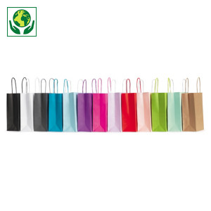 Mini sac kraft couleur à poignées torsadées Mini sac kraft couleur à poignées torsadées
