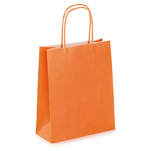 Mini sac kraft orange à poignées torsadées 18x22x8 cm