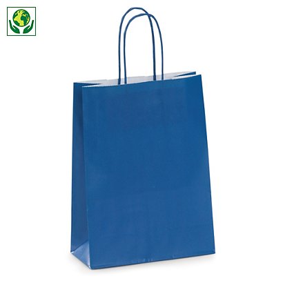 Mini-saco de papel kraft azul 18x24x8 cm - 1