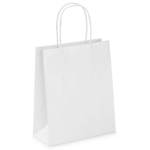 Mini Shopper, Carta Kraft, 18 x 24 x 8 cm, Bianco (confezione 50 pezzi)