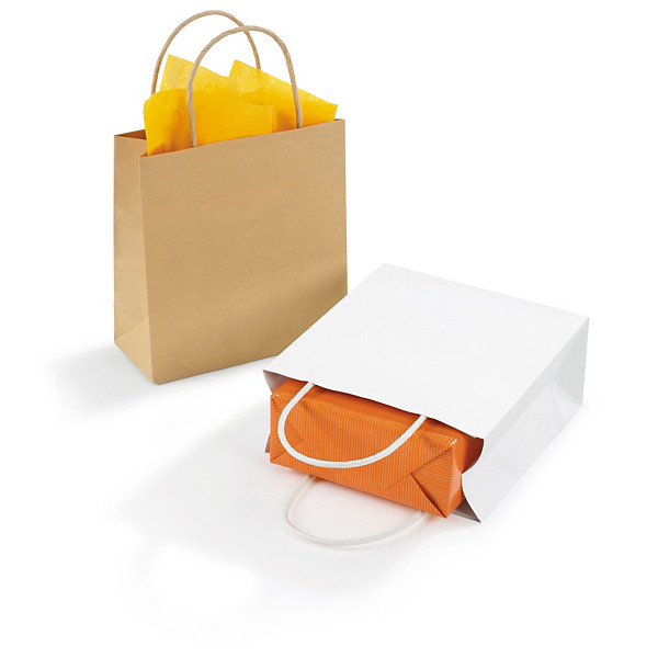 Mini shopper in carta bianca o avana con maniglie ritorte RAJAPACK