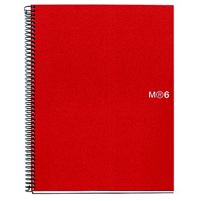 MIQUELRIUS M Notebook 06 Basic Cuaderno, A5, cuadriculado, 150 hojas, cubierta polipropileno, rojo - 1