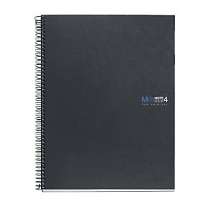 MIQUELRIUS M NoteBook 4, microperforado, Cuaderno, A4, liso, 160 hojas, cubierta cartón duro plastificado, gris grafito
