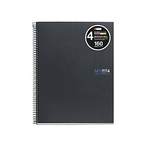 MIQUELRIUS M NoteBook 4, microperforado, Cuaderno, A5, liso, 160 hojas, cubierta cartón duro plastificado, gris grafito