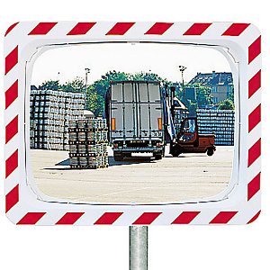Miroir de circulation Vialux® polymir rouge et blanc 40 x 60 cm
