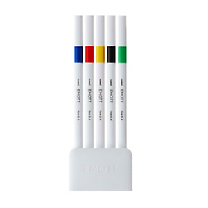 MITSUBISHI Pennarello fineliner Emott, Punta fine, Tratto 0,4 mm, Colori Assortiti: blu, rosso, giallo, nero, verde (confezione 5 pezzi) MITSUBISHI Pennarello fineliner Emott, Punta fine, Tratto 0,4 mm, Colori Assortiti: blu, rosso, giallo, nero, verde (confezione 5 pezzi)