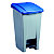 Mobiele pedaalemmer gerecycleerd plastic - 60l - mobily green - grijs/blauw - 1
