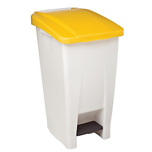 Mobiele vuilnisbak ROSSIGNOL 60 L, witte/gele kleur