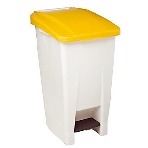 Mobiele vuilnisbak ROSSIGNOL 60 L, witte/gele kleur