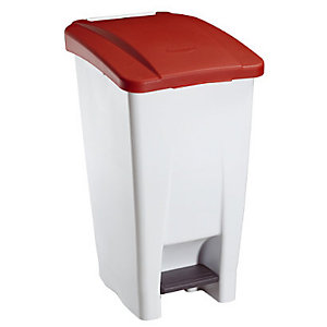 Mobiele vuilnisbak ROSSIGNOL 60 L, witte/rode kleur