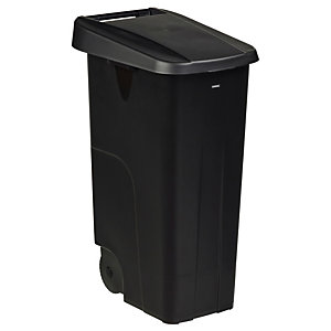 Mobiele vuilnisbak voor afvalsortering - 110l - movatri  - zwart / zwart - dichte deksel