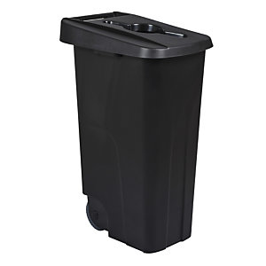 Mobiele vuilnisbak voor afvalsortering - 110l - movatri  - zwart / zwart - open deksel